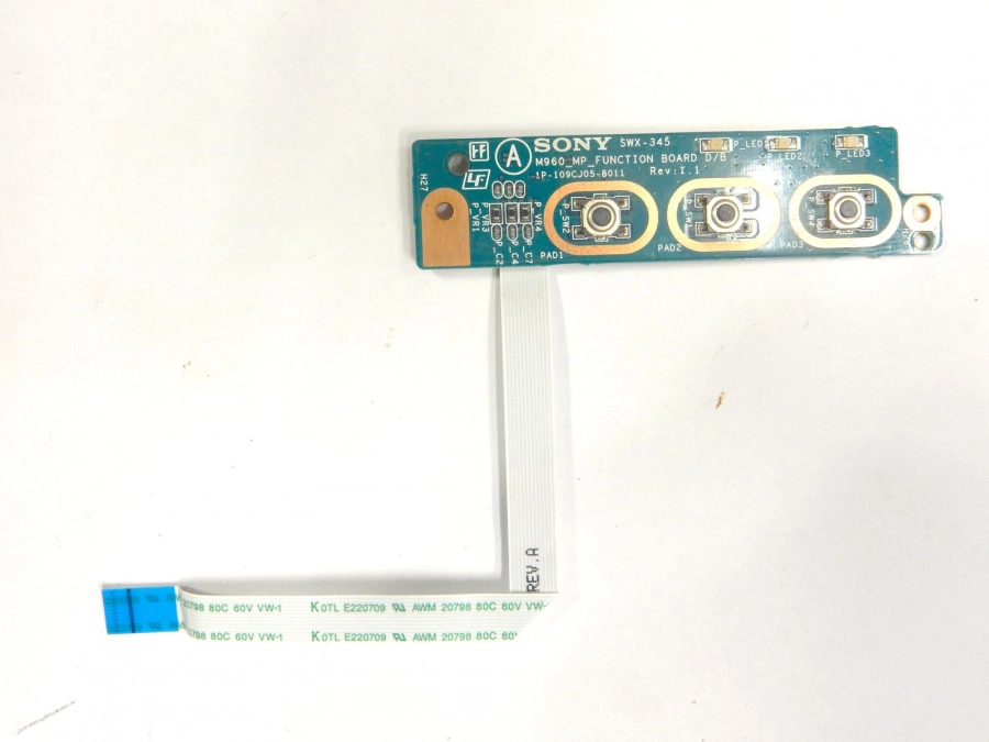 Плата кнопок управления M960_MP_FUNCTION BOARD D/B 1P-109CJ05-8011 Rev: 1.1 с шлейфом 015-0201-1510_A Sony Vaio PCG-71211V