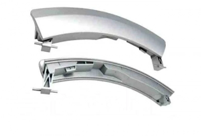 Ручка дверцы люка для стиральной машины Bosch, Siemens 751791 / 00751791 серого цвета, серебристая.